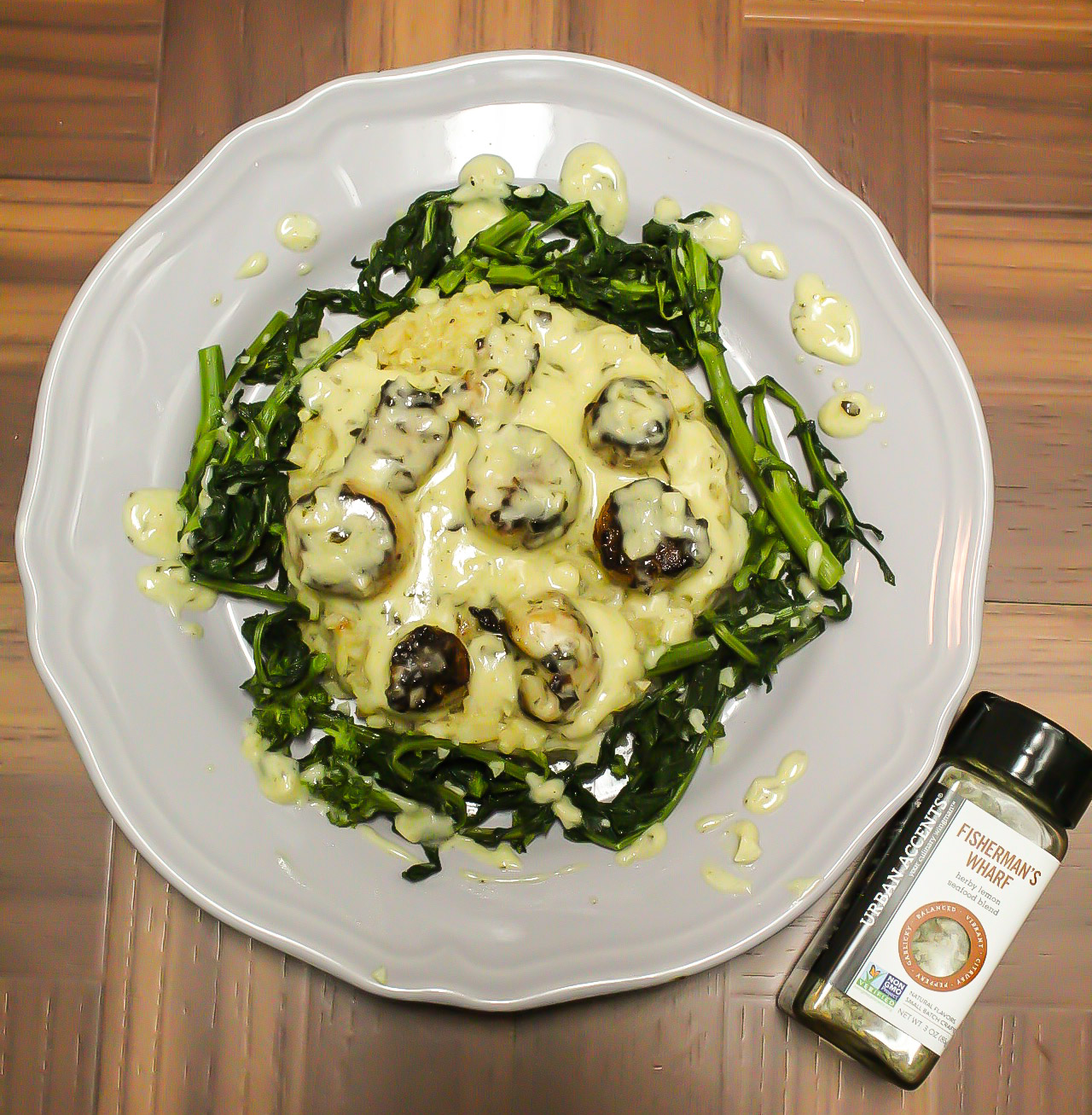 Scallops, Risotto and Rapini with Lemon Herb Cream Sauce: Featuring Urban Accents!