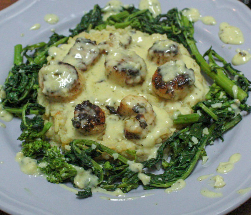 Scallops, Risotto and Rapini with Lemon Herb Cream Sauce Featuring Urban Accents! The Maeday